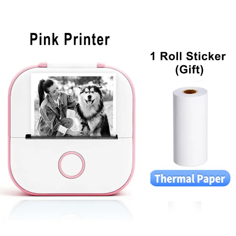 Portable Mini Printer Thermal One Roll of Printing Pape Pink